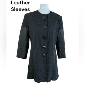 Victoria Wright leather sleeve black trenchcoat